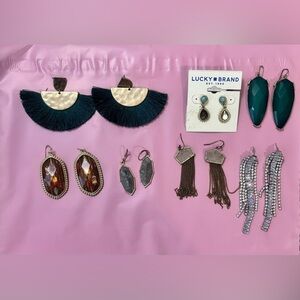 Women’s Teal & Gold Tassel Earring Set - Mixed Styles